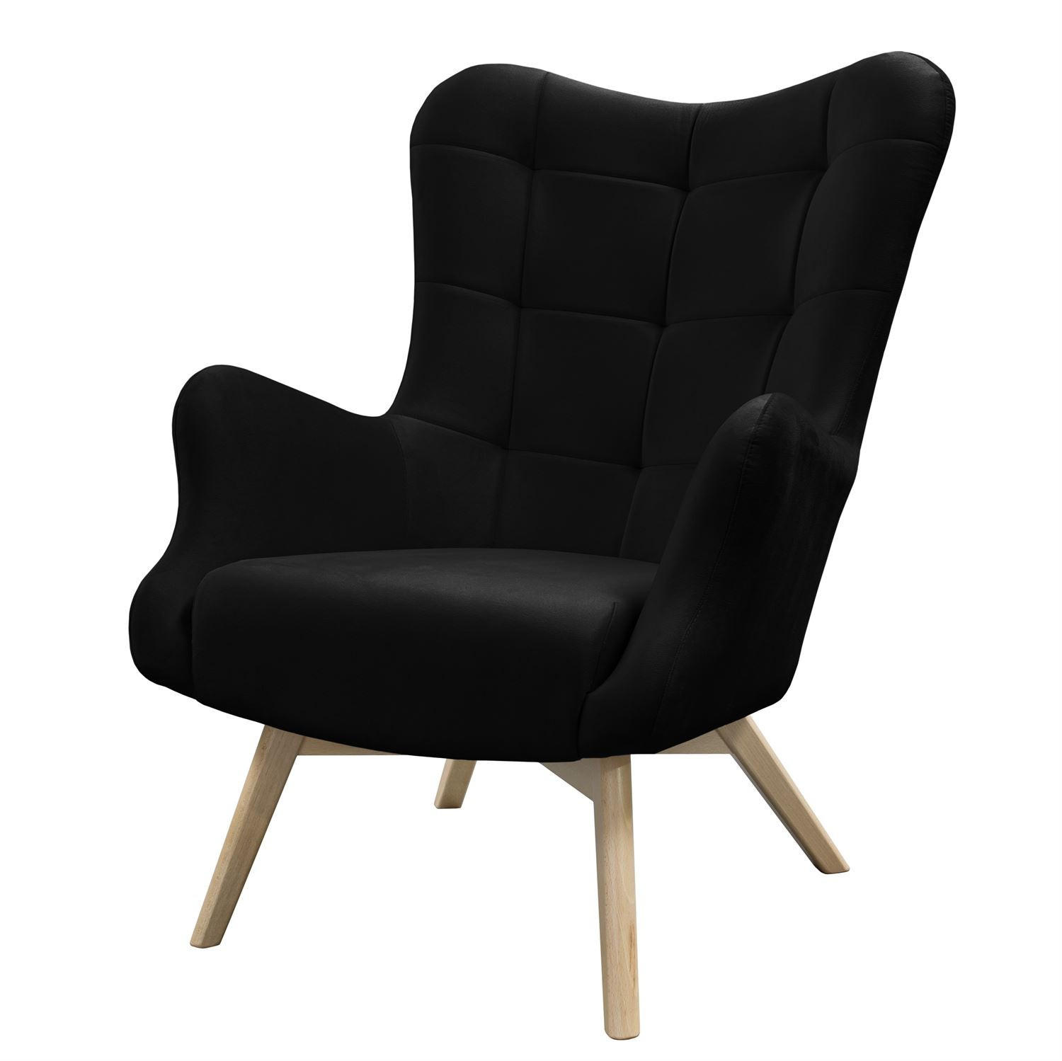 SESSEL SAND mit Buchenbeinen - Buchefarben/Schwarz, Textil (80/105/86cm) - Lookway