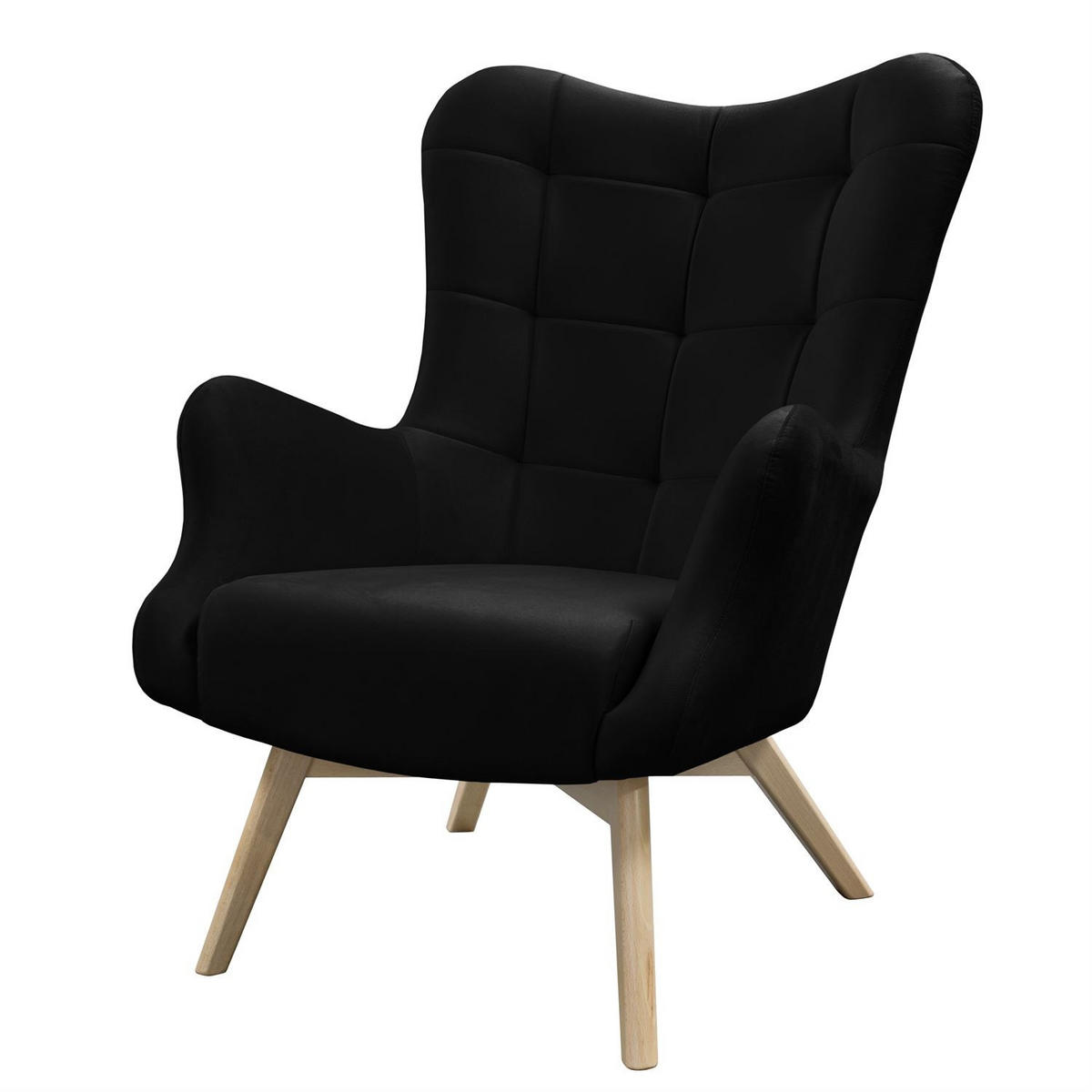 SESSEL SAND mit Buchenbeinen - Buchefarben/Schwarz, Textil (80/105/86cm) - Lookway