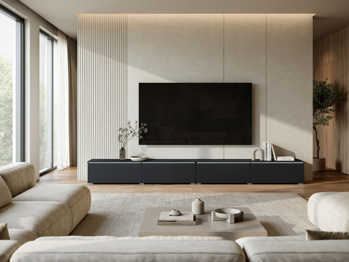 TV-LOWBOARD D300 mit weißer LED Beleuchtung - Silberfarben/Graphitfarben, Holzwerkstoff/Kunststoff (300/30/33cm) - MIRJAN24