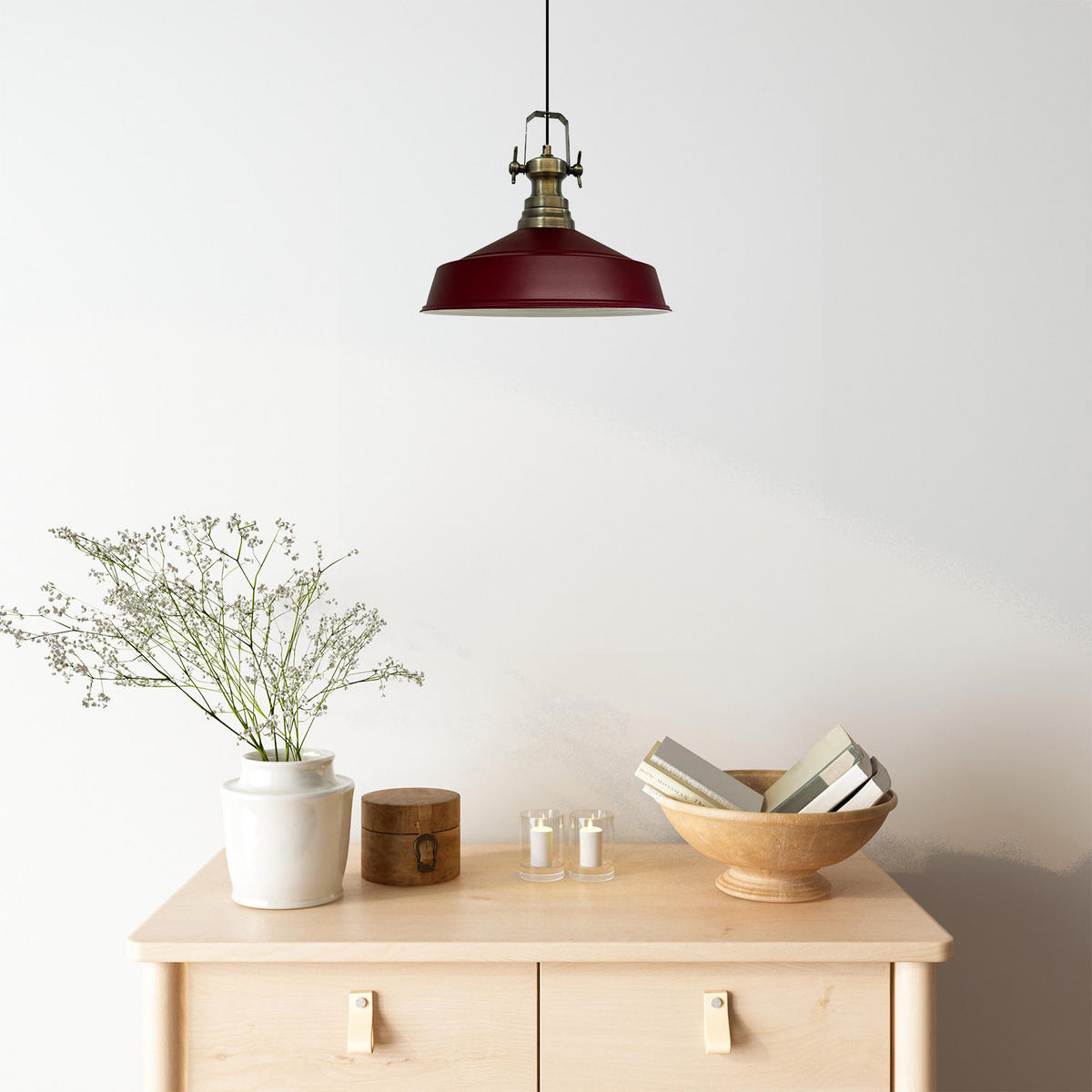 PENDELLEUCHTE Asletl 40/30 cm - Dunkelrot, Metall (40/30cm) - Bamyum