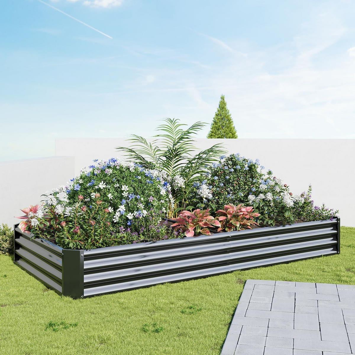 HOCHBEET-SET Metall Schwarz 232 x 113 x 30 cm - Schwarz, Metall (113/30/232cm)