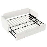 AUSZIEHBETT 90/180/190 cm DE-01180, in Beige, mit Leinenbezug - Beige, Metall (90/190cm) - ComfortXL