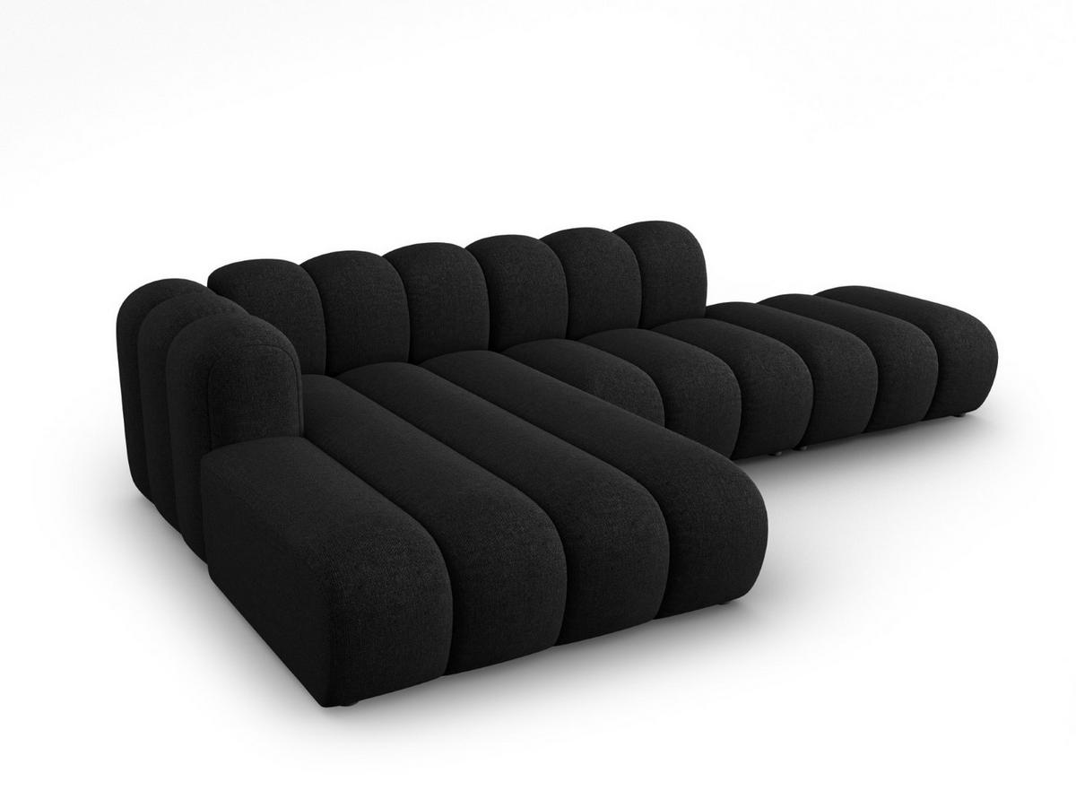 ECKSOFA modular links Lupine aus Chenille-Stoff schwarz 5 Sitzplätze - Schwarz, Textil (177/299cm) - Micadoni