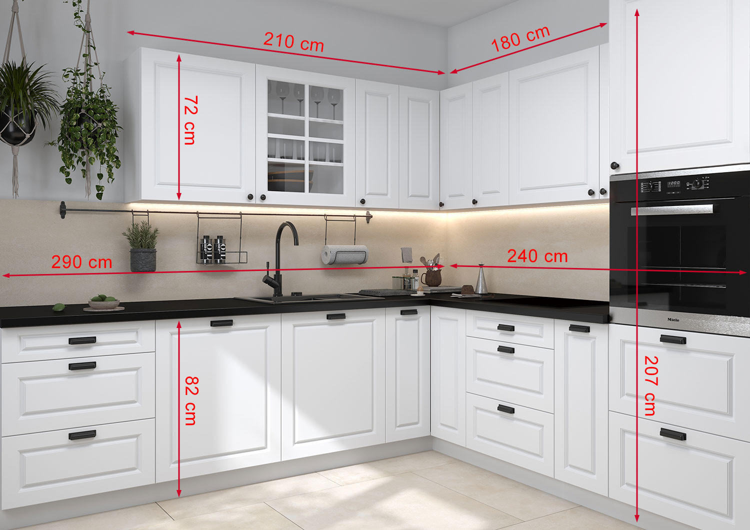 WINKELKÜCHE Pescara signalweiß matt / weiß matt 14-teilig mit Vollauszug (HETTICH InnoTech Atira) - Weiß, Holzwerkstoff/Metall (360/207/59cm) - Feldmann-Wohnen