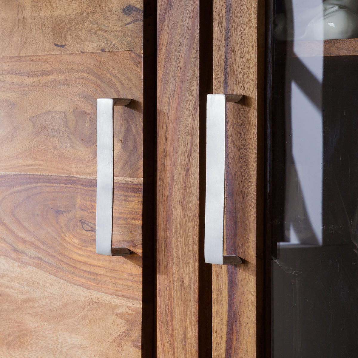 VITRINENSCHRANK - Sheesham massiv - Sheeshamfarben, Holz (101/190/45cm) - home24