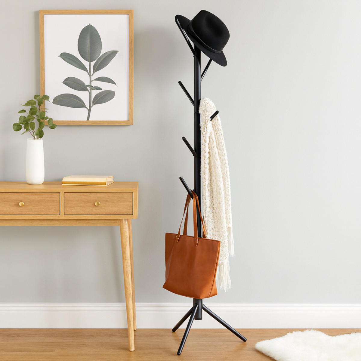 GARDEROBENSTÄNDER Metall schwarz stabil stehend 47x47x175 cm - Schwarz, Metall (47/175/47cm) - Begryf