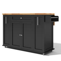 KÜCHENINSEL DE-41413 120/45-70/87 cm, klappbar, 3 Schubladen Schwarz - Schwarz, Holzwerkstoff (120/87/70cm) - ComfortXL