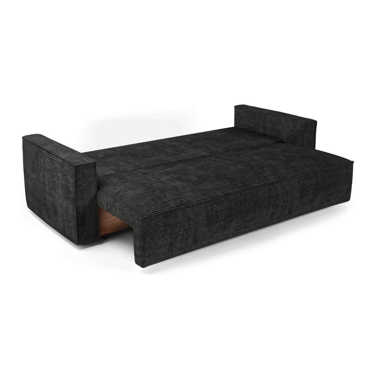 SCHLAFSOFA mit Stauraum Cord Schwarz 254cm - Schwarz, Textil (254/78/95cm) - Premium Interiors