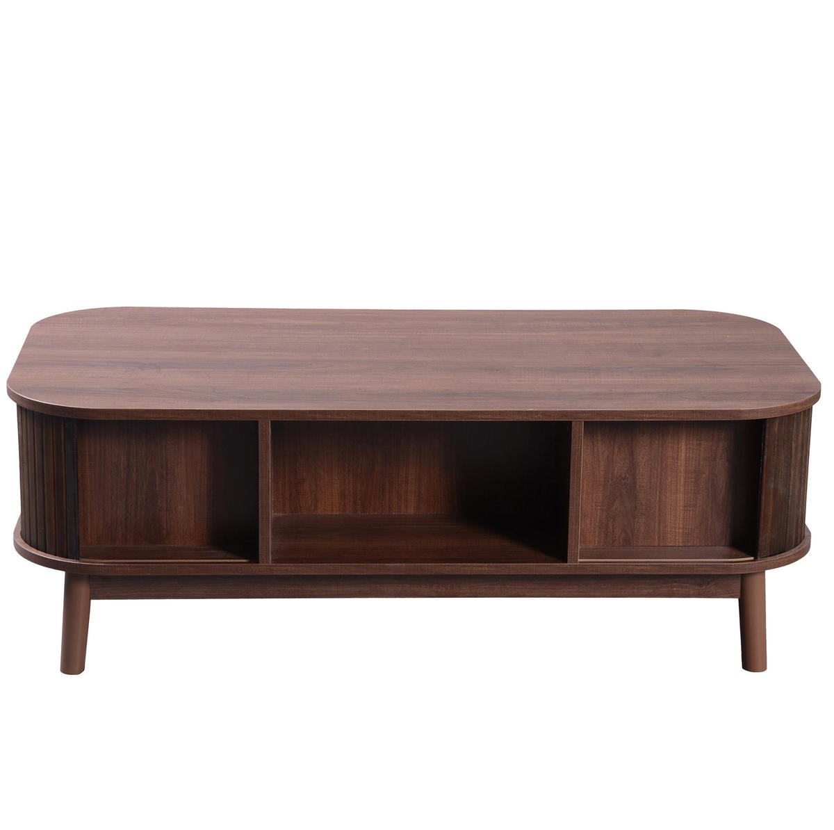 COUCHTISCH aus MDF 110x55x38,5 cm Naturfarben mit Schubladen, Türen und Rattan-Details - Naturfarben, Holzwerkstoff (110/55/38.5cm) - IVMEU