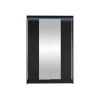 SCHWEBETÜRENSCHRANK Lino II mit RGB LED Beleuchtung - Schwarz, Holzwerkstoff/Metall (120/200/58cm) - MIRJAN24