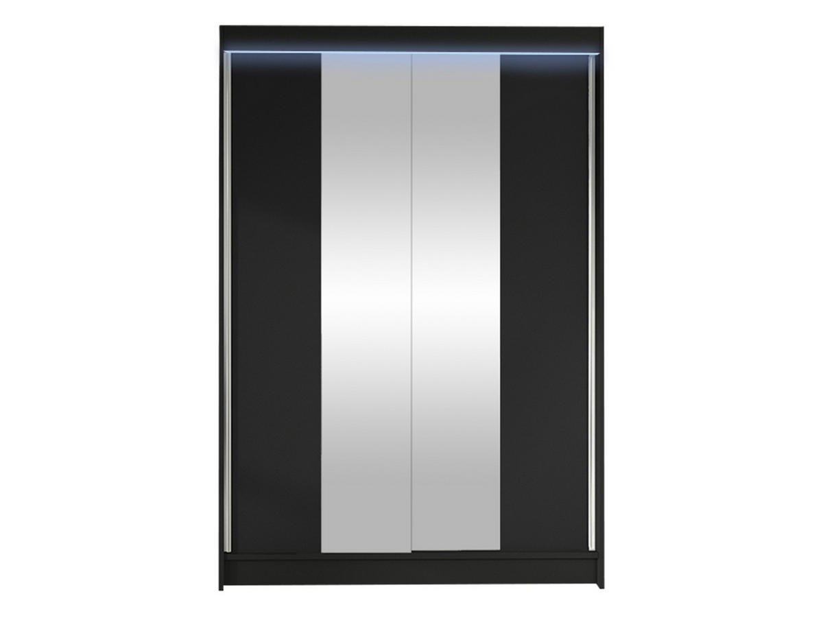 SCHWEBETÜRENSCHRANK Lino II mit RGB LED Beleuchtung - Schwarz, Holzwerkstoff/Metall (120/200/58cm) - MIRJAN24