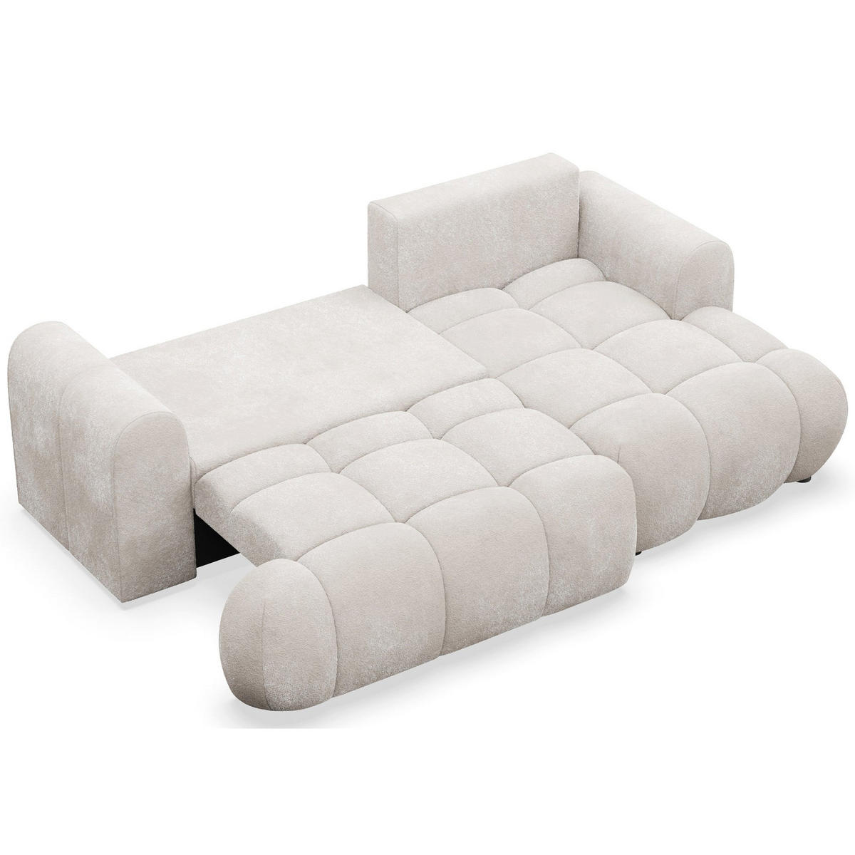 ECKSOFA Ombo Mini, Graubeige Bouclé, rechtsseitig - Taupe/Schwarz, Kunststoff/Textil (155/246cm) - Selsey
