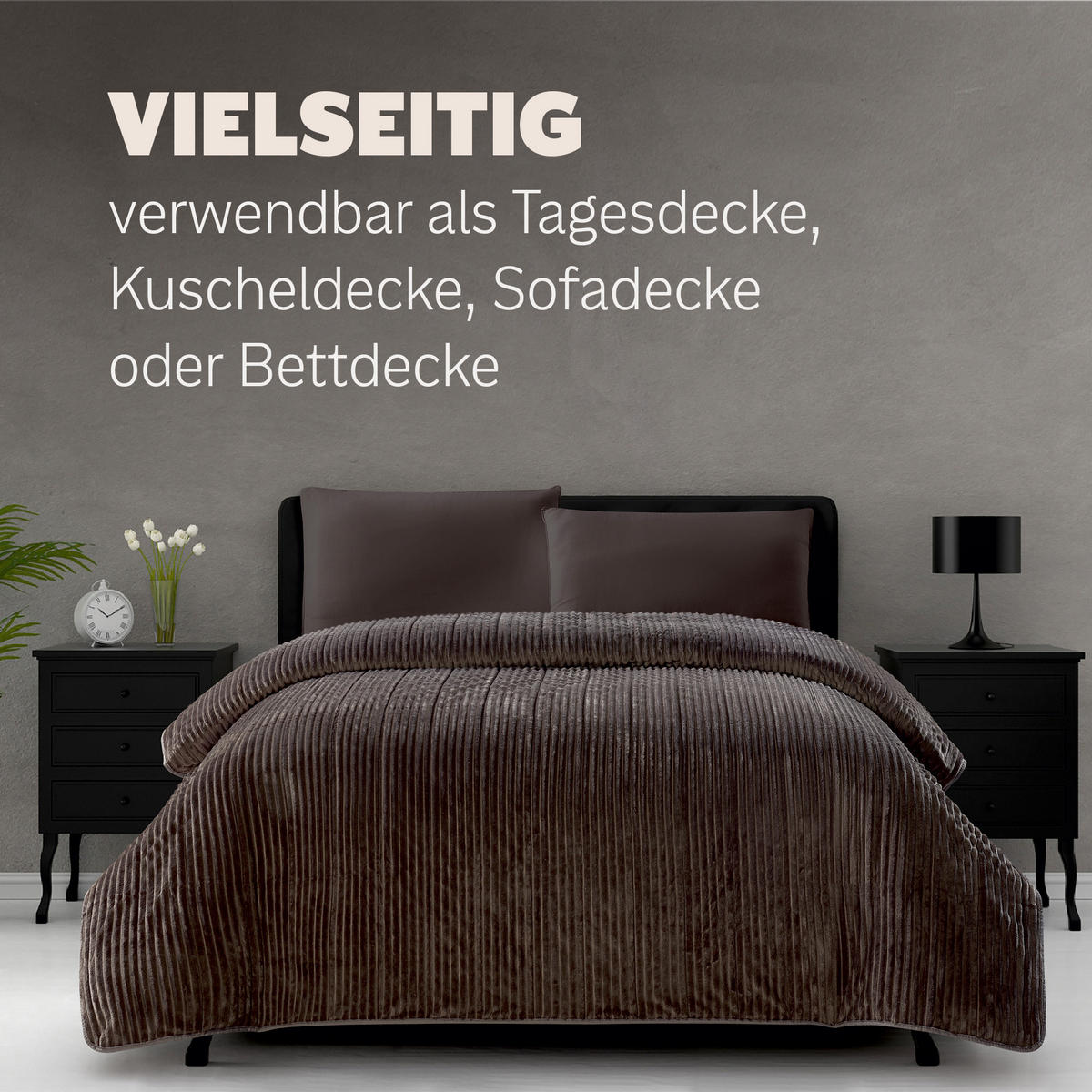 TAGESDECKE Wende-Design 200x220cm Granit - Grau, Kunststoff/Textil (220/200cm)