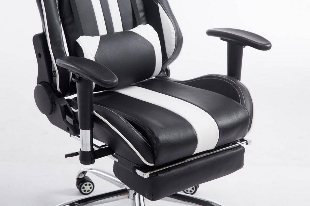 GAMINGSTUHL Limitless mit Fußablage, Schwarz/Weiß - Weiß, Textil/Metall (70/135/58cm) - TPFLiving