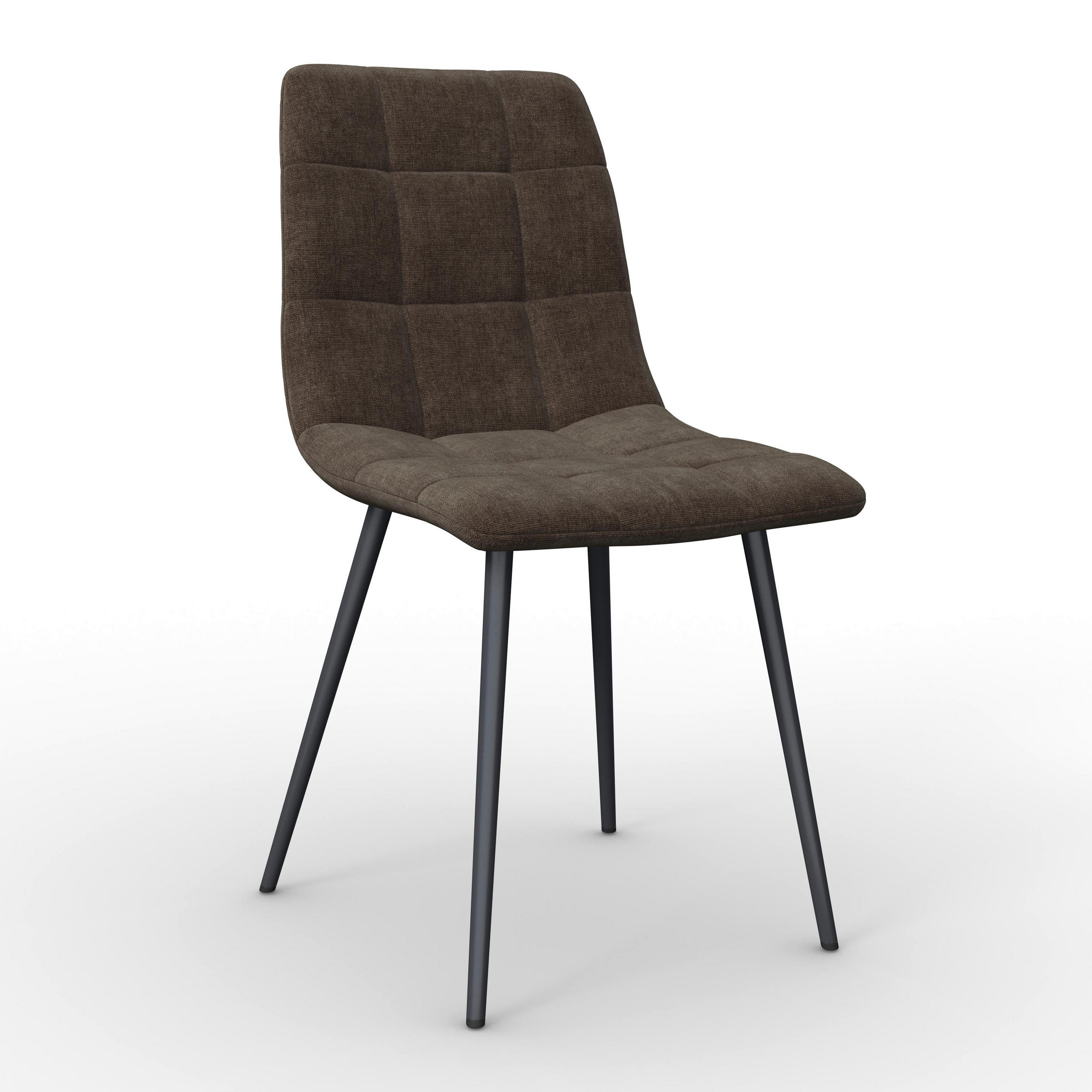 STUHL Ria Braun Mikrofaser Gepolstert - Braun, Metall (44/87/54cm) - Bessagi Home