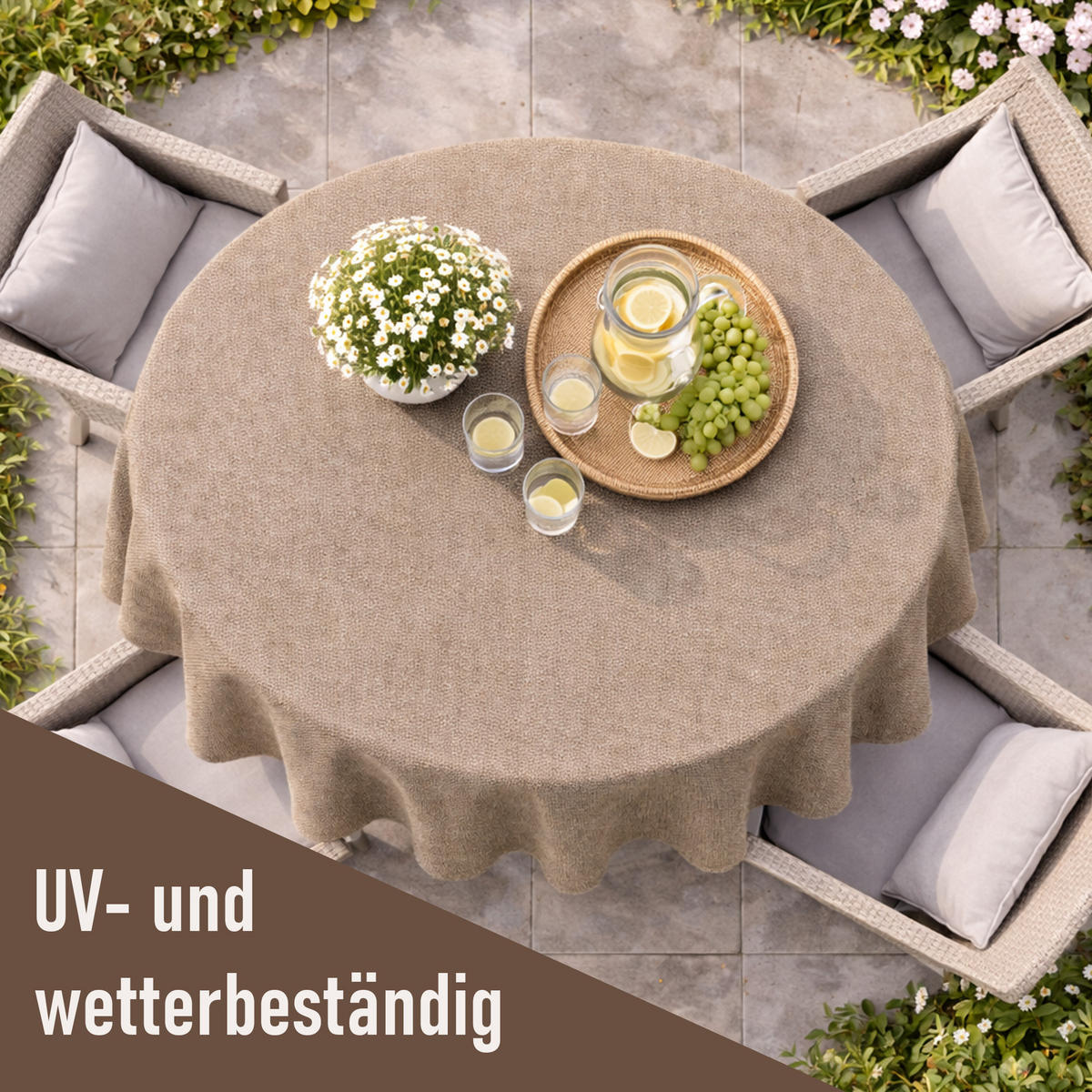 TISCHDECKE Garten Weichschaum Ø140cm - Taupe - Taupe, Kunststoff (140/140cm) - Bestlivings