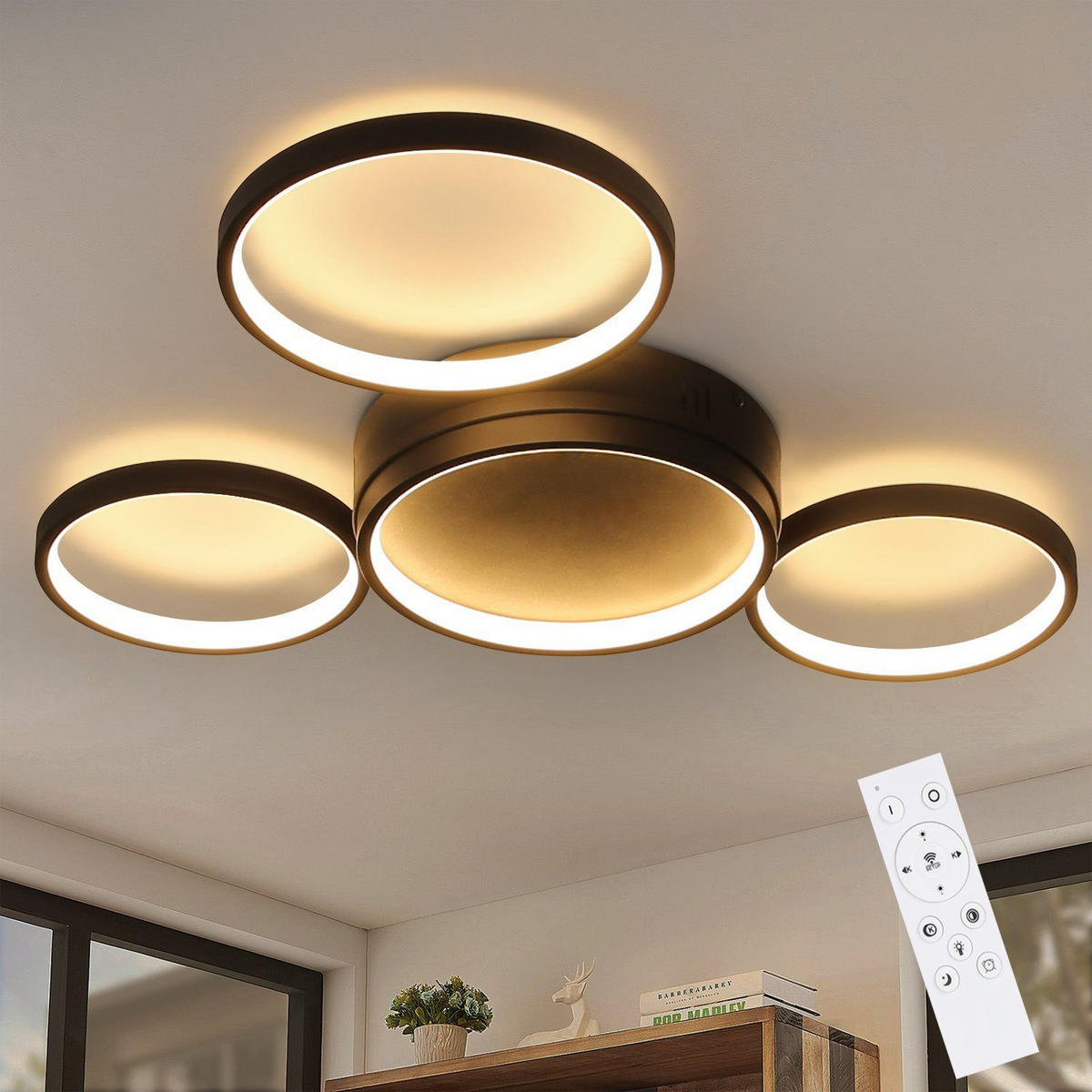 LED-DECKENLEUCHTE Molekül 62/47/7 cm - Schwarz, Metall (62/47/7cm) - Nettlife
