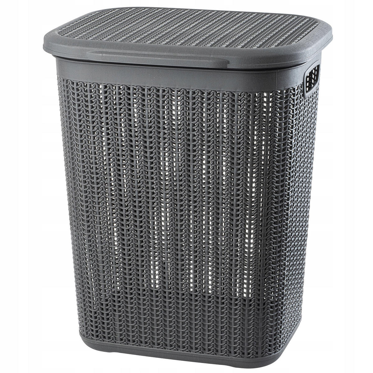 KADAX Wäschekorb 50L großer Kunststoffbehälter mit Deckel Dunkelgrau - Dunkelgrau, Kunststoff (44.5/37/54cm) - KADAX