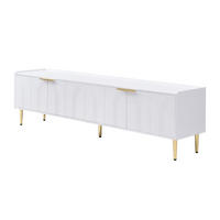 TV Lowboard 170x35x47,5 cm, Strukturfront, goldene Füße, Weiß - Weiß, Holz (170/47/35cm)