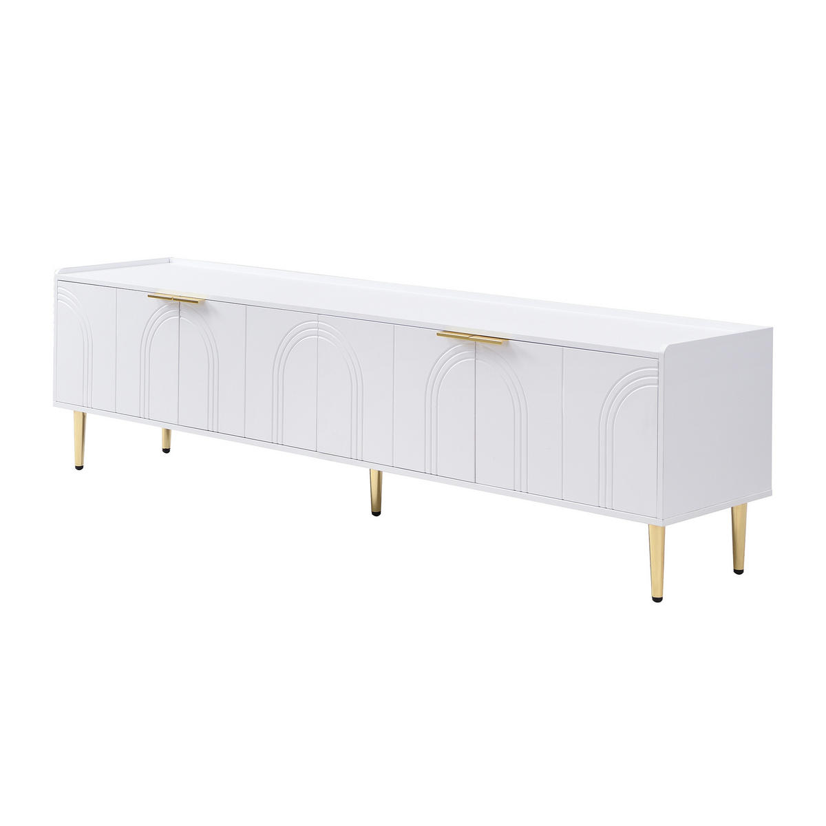 TV-SCHRANK Weiß 170/35/47,5 cm Goldgriffe Goldbeine Strukturierte Tür - Weiß, Karton (35/47.5/170cm) - PANGIVO