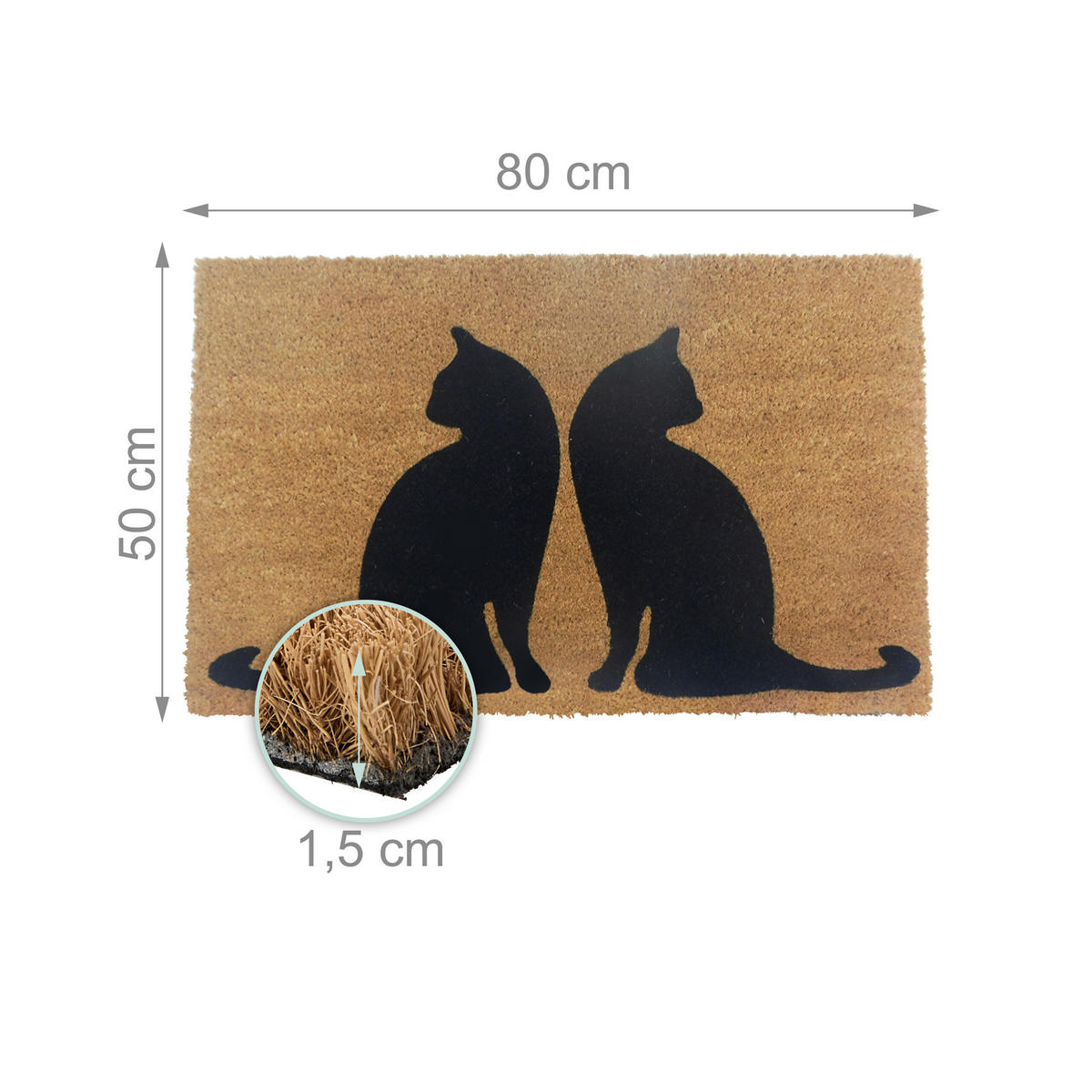 FUSSMATTE - Hellbraun, Kunststoff/Textil (80/50cm) - Relaxdays