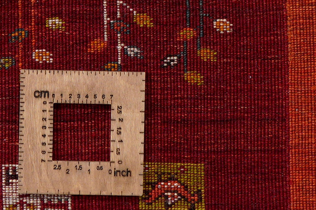 GABBEH-TEPPICH handgeknüpft Rizbaf Rot 201/146 cm Schurwolle - Rot, Textil (146/201cm) - Looma