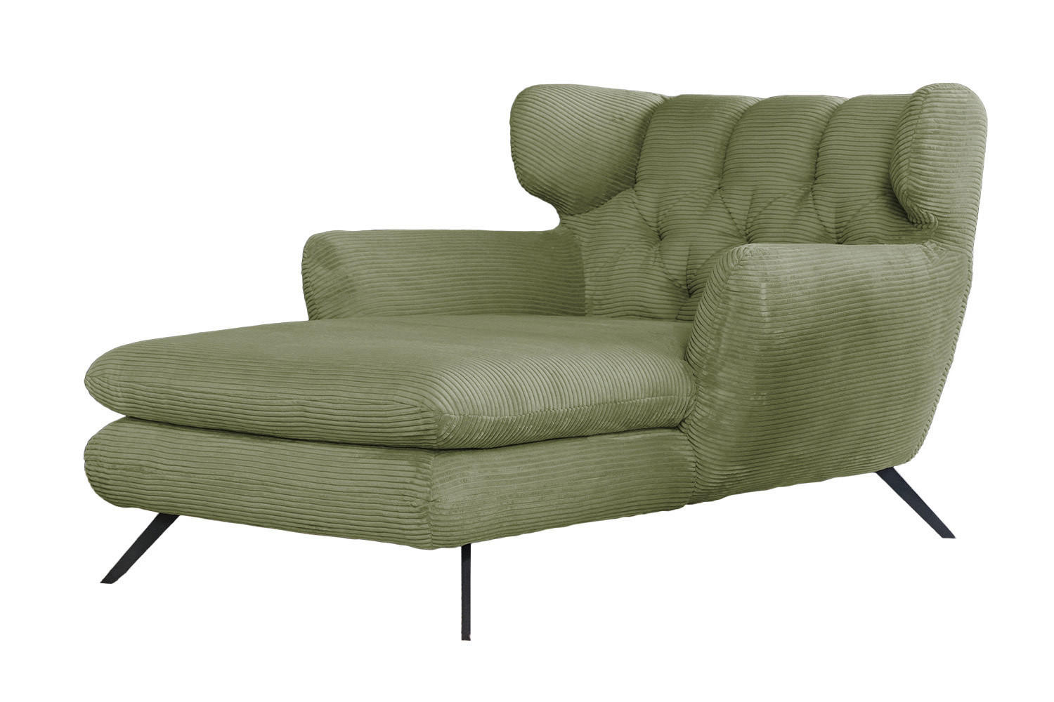 LONGSEAT CHAMRE Grün Cord - Schwarz/Grün, Textil/Metall (130/95/160cm) - KAWOLA