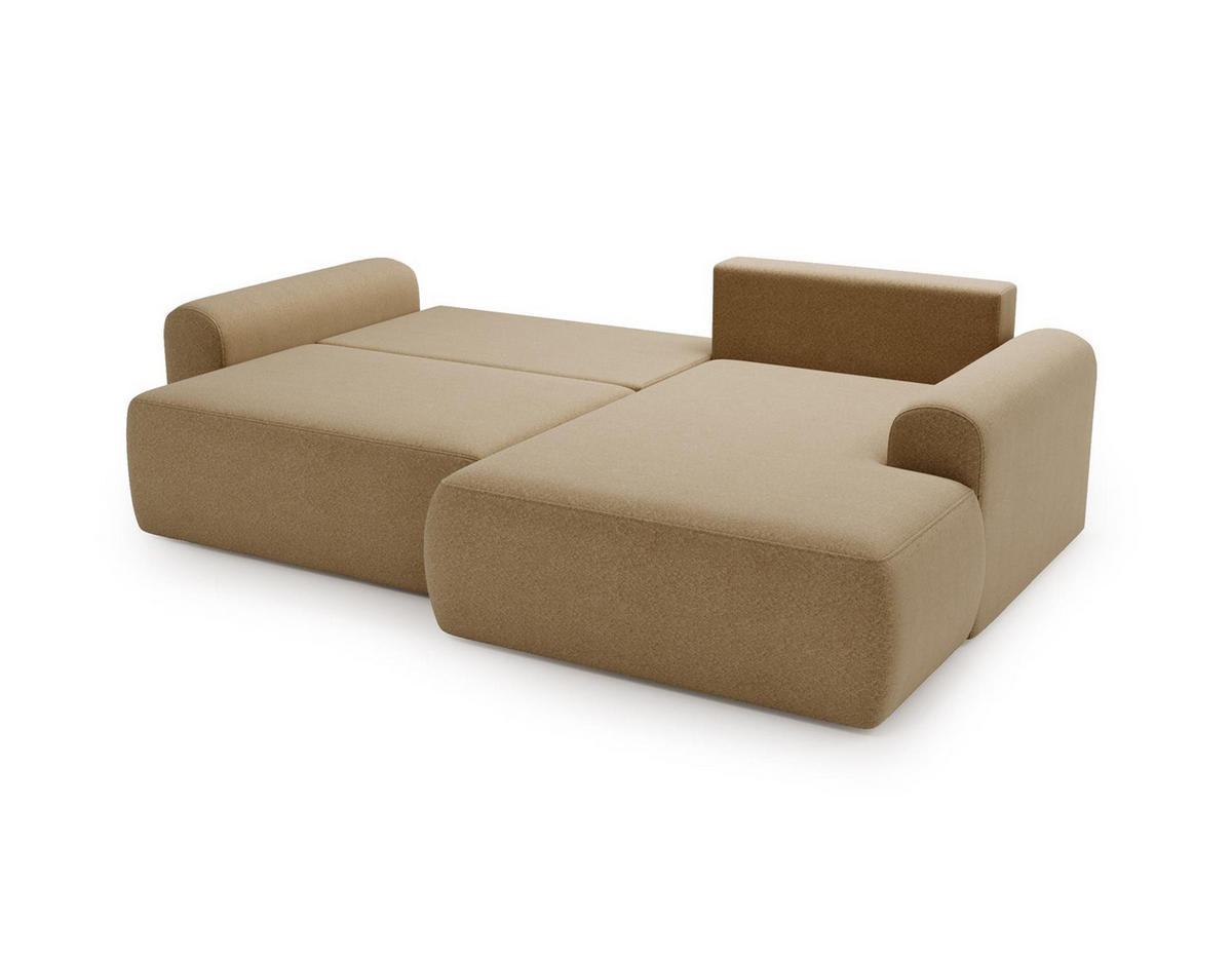 ECKSOFA Aurora Beige, mit Schlaffunktion in Lambi Stoff, rechte seite - Beige, Holzwerkstoff/Textil (257/177cm) - Bettso