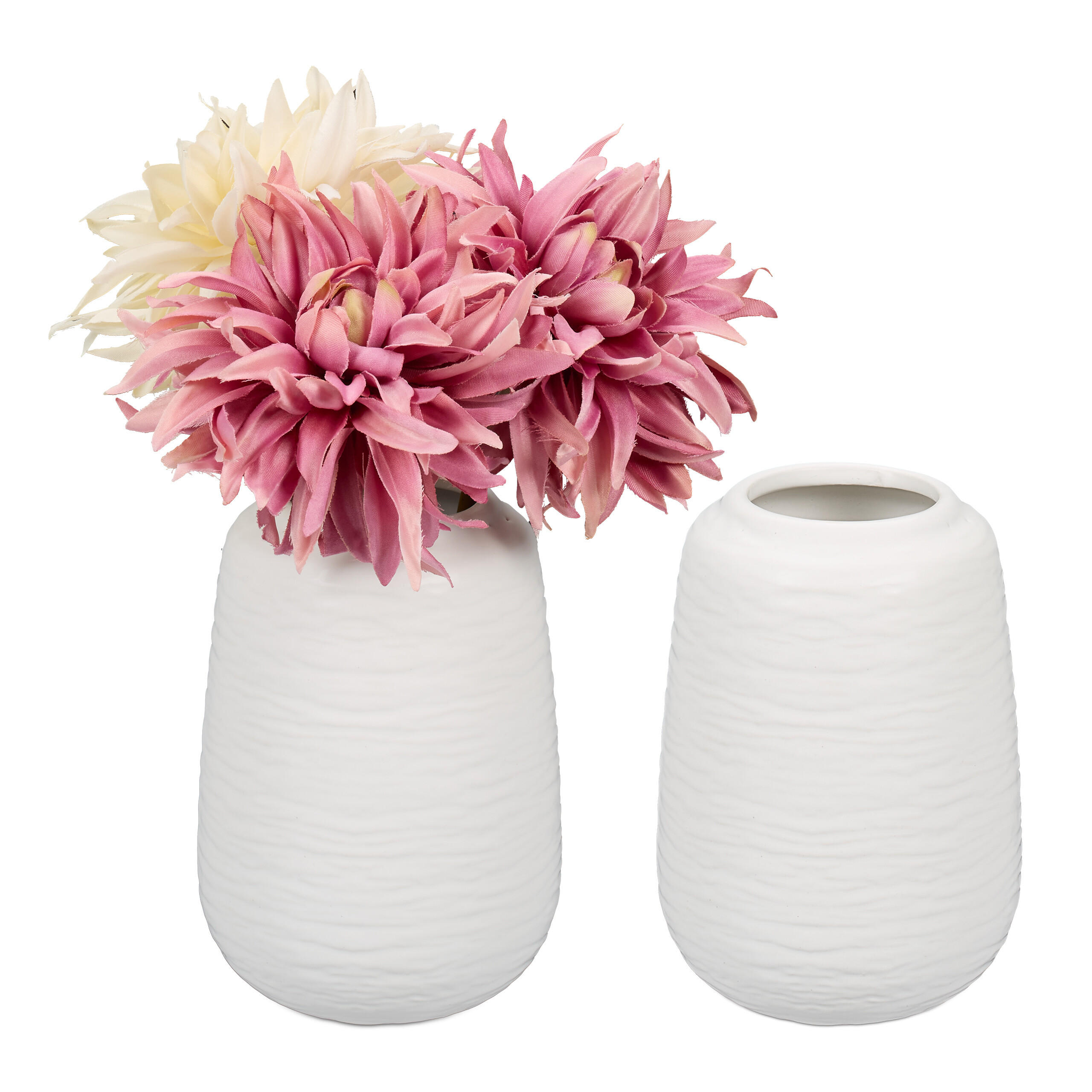 VASEN Set - Weiß, Keramik (15cm) - Relaxdays