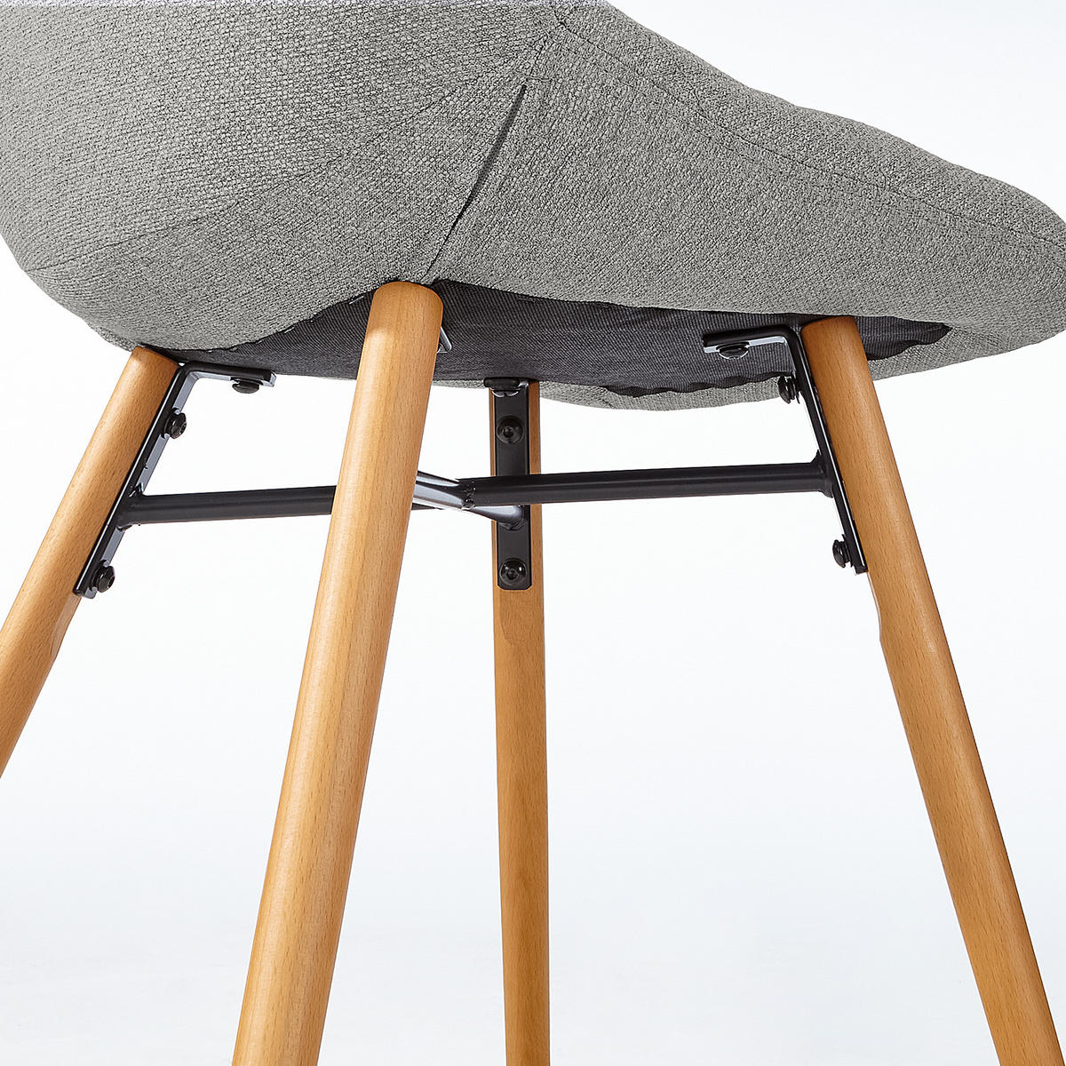 POLSTERSTUHL - Webstoff - Hellgrau, Holz (46/85/57cm) - home24