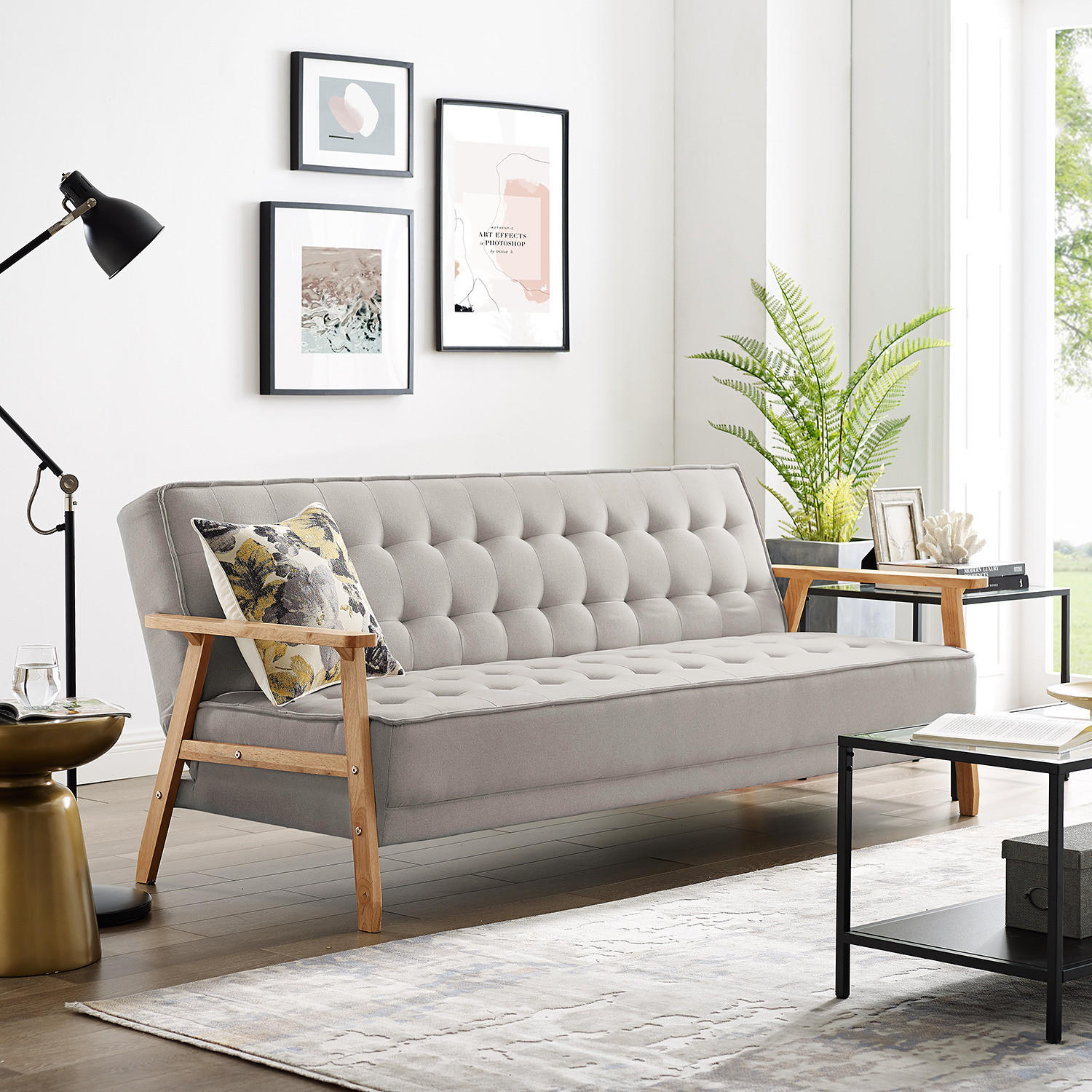 SCHLAFSOFA - Grau, Textil (204/85/86cm) - home24