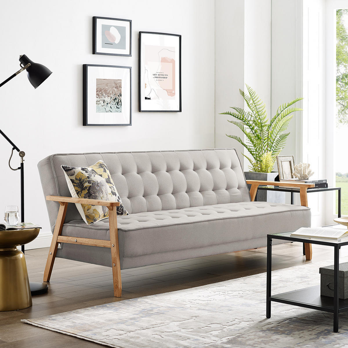 SCHLAFSOFA - Grau, Textil (204/85/86cm) - home24