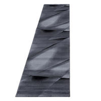 TEPPICH Kurzflor Abstrakt Polypropylen saugroboter Wohnzimmer Schwarz Läufer 80x300 - Schwarz, Textil (80/300cm) - KADIMA DESIGN