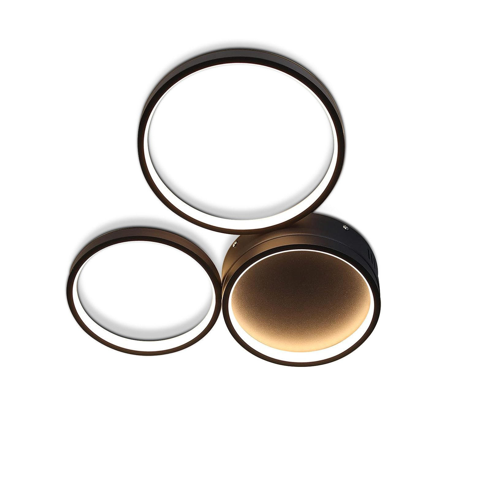 LED-DECKENLEUCHTE Dreiring 43.5/35.5/6 cm - Schwarz, Metall (43.5/35.5/6cm) - ZMH