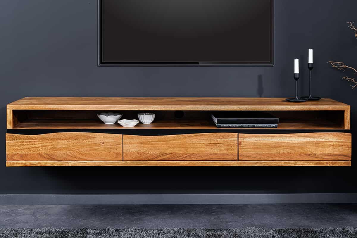 TV-LOWBOARD MAMMUT Akazie Braun 160cm - Schwarz/Braun, Holz/Metall (160/30/35cm) - riess-ambiente
