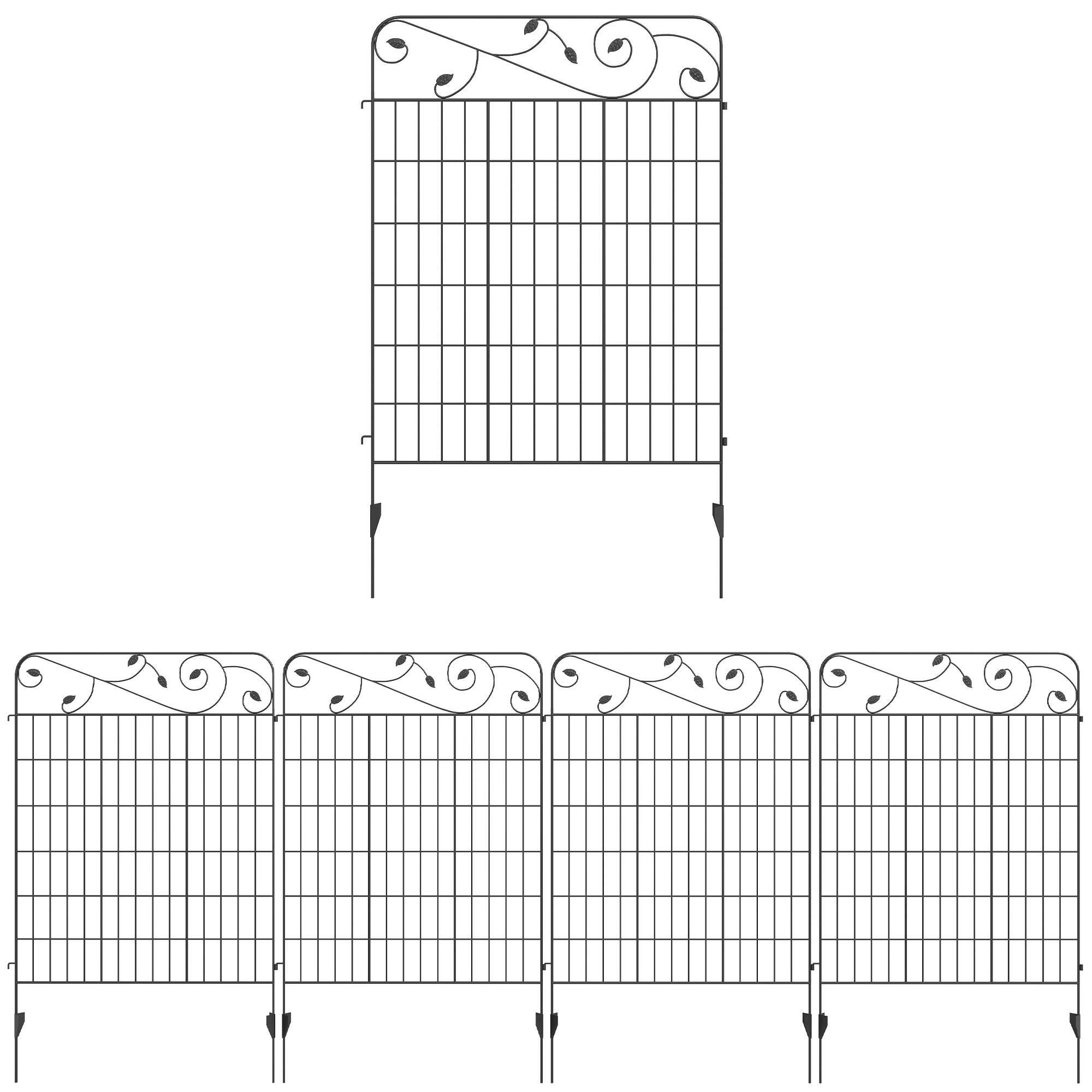 Outsunny Gartenzaun, Schwarz 1x143 cm