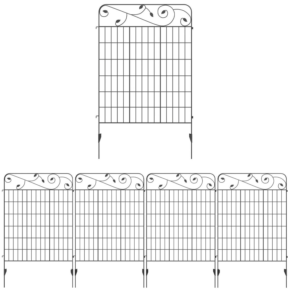 GARTENZAUN, Metall, Schwarz - Schwarz, Metall (1/110cm) - Outsunny