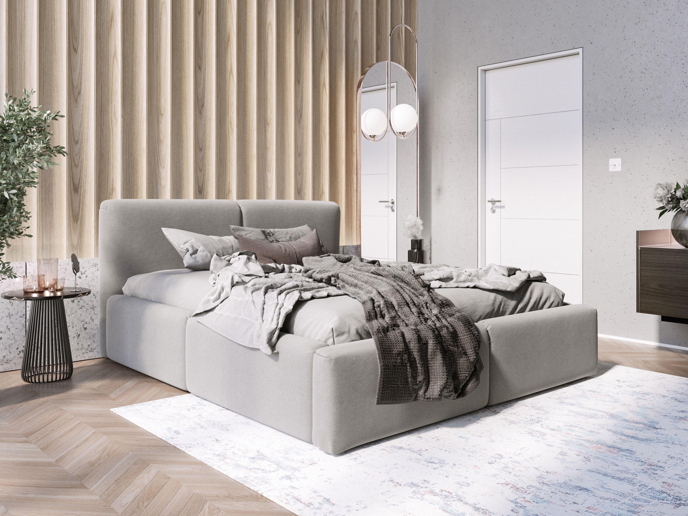 POLSTERBETT Rosmus Bettkasten 160x200 grau - Grau, Holz/Textil (160/200cm) - Fedve