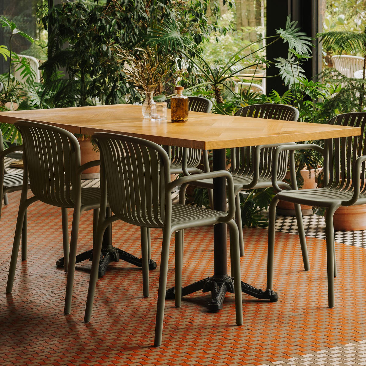 GARTEN ESSGRUPPE FICCARI, Gartenmöbel-Set 8-tlg, Olive - Olivgrün, Kunststoff - KONSIMO®