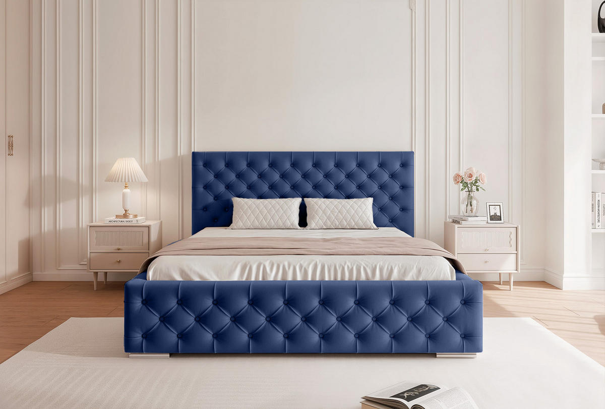 POLSTERBETT CALLIA 200x200 cm, Blau - Blau, Textil (200/200cm) - Fedve