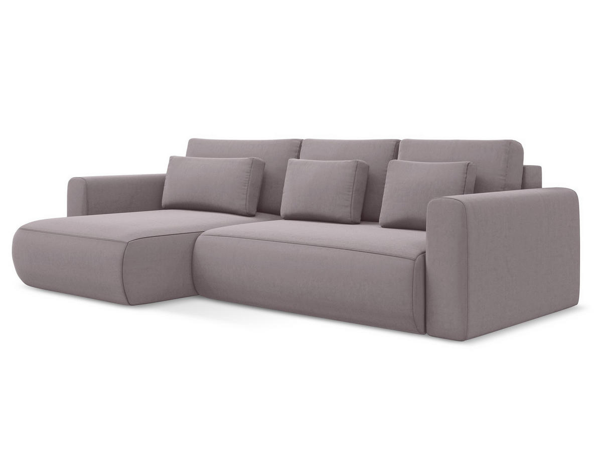 ECKSOFA mit Schlaffunktion Samt Stoff Violett - Lila/Flieder, Kunststoff/Textil (149/278cm) - Makamii