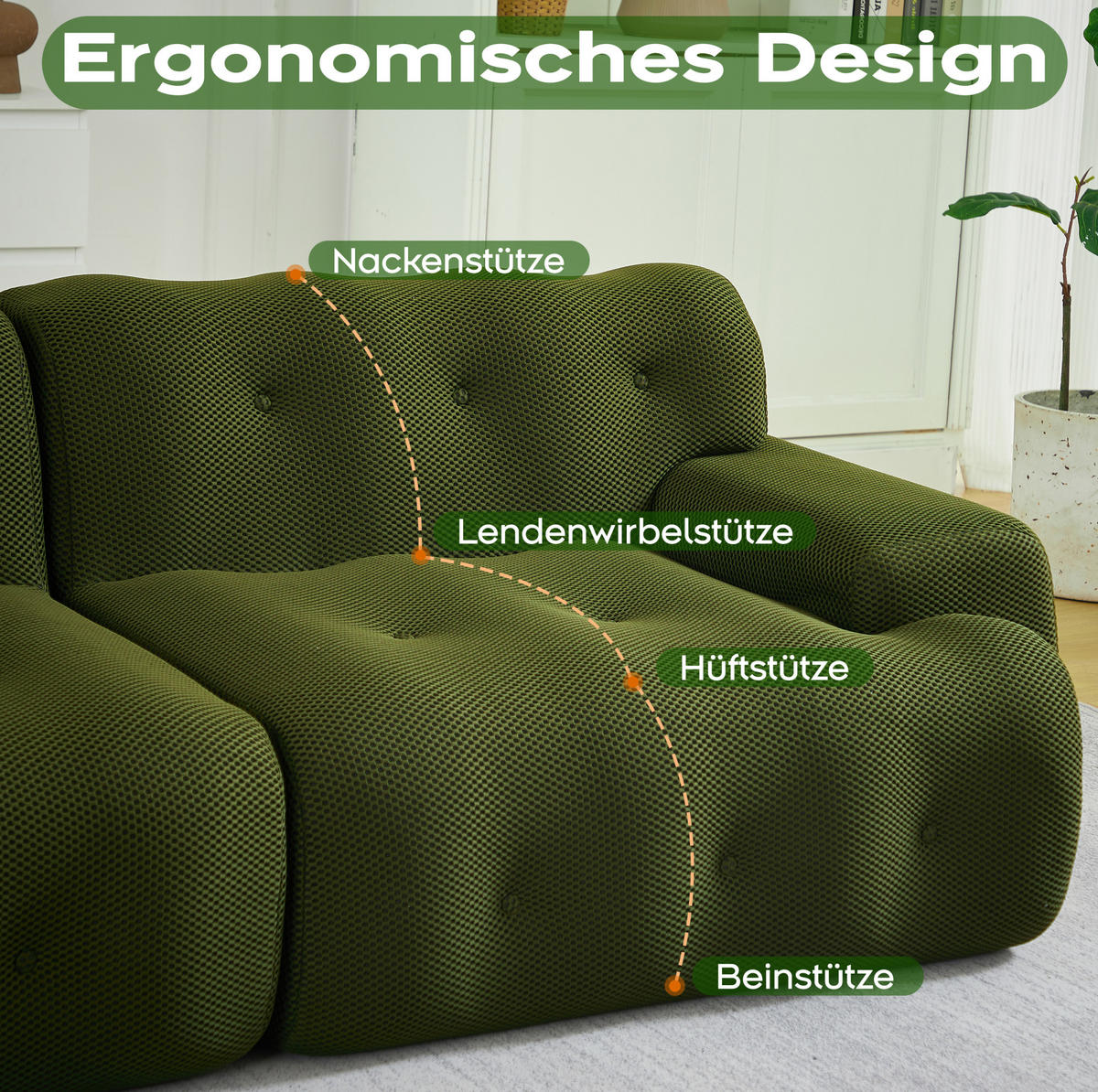 2-SITZER-SOFA 224/104/66 cm aus Stoff, montagefrei mit breiten Armlehnen und Knopfheftung, Grün - Grün, Textil (224/66/104cm) - Redom