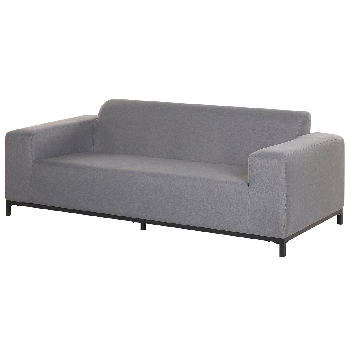 GARTENSOFA 3-Sitzer grau/schwarzes Gestell Rovigo - Schwarz/Grau, Textil (186/68/84cm) - Beliani
