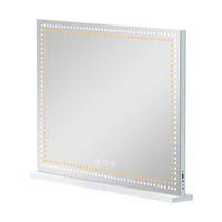 SCHMINKSPIEGEL mit Lichtstreifen LEDs Beleuchtung Glühbirne weiß 80/58 cm - Weiß, Metall (80/58/3cm) - VANITII