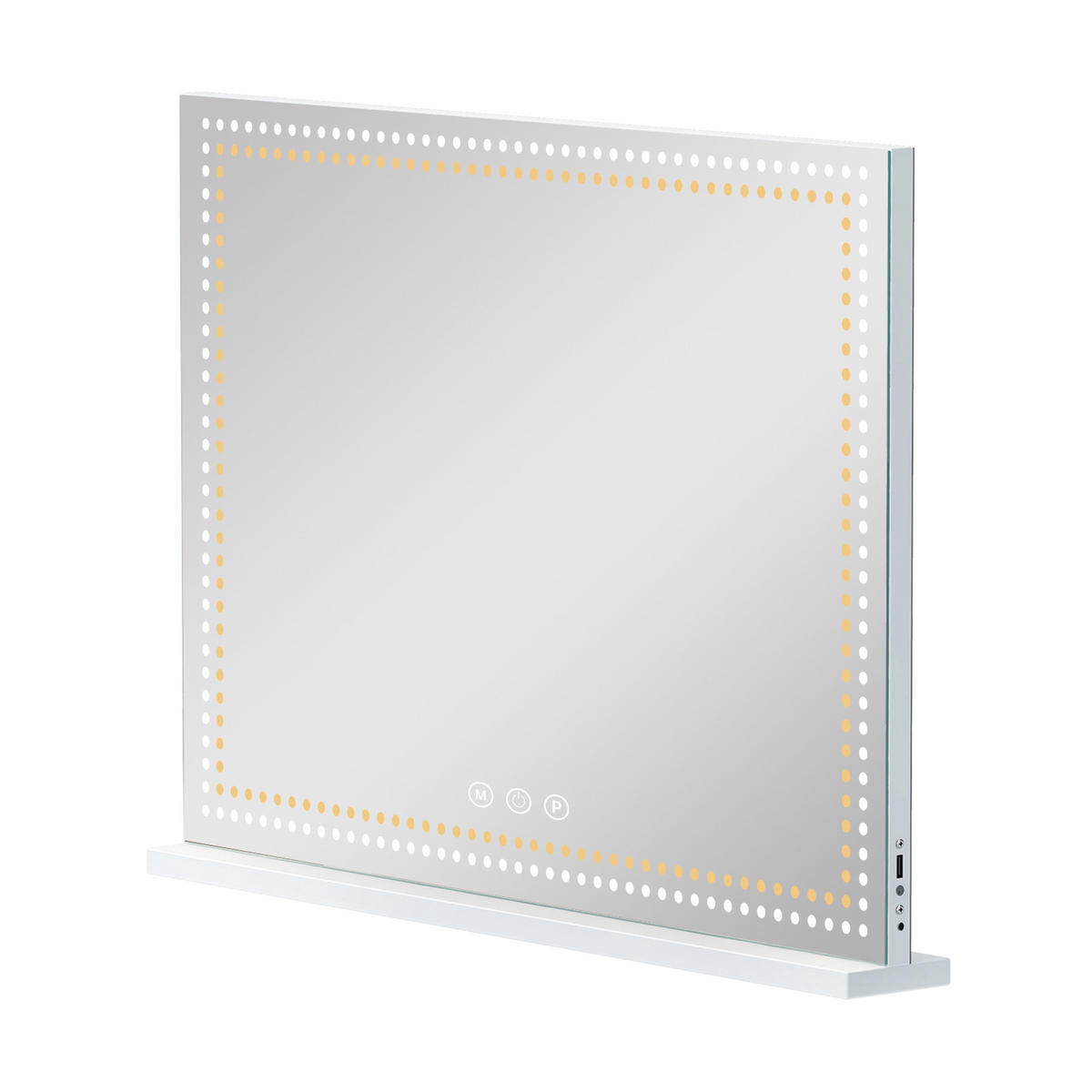 SCHMINKSPIEGEL mit Lichtstreifen LEDs Beleuchtung Glühbirne weiß 80/58 cm - Weiß, Metall (80/58/3cm) - VANITII