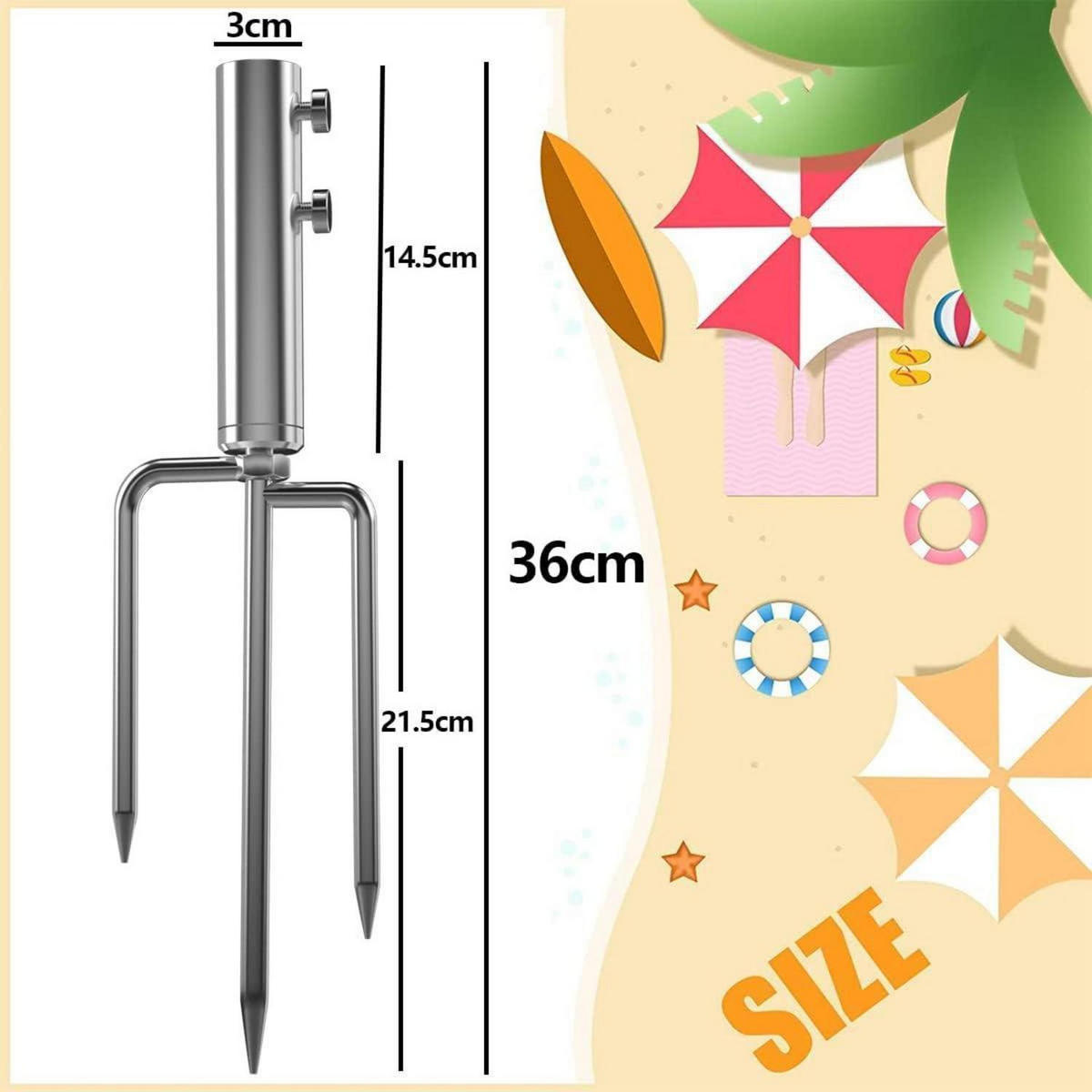SONNENSCHIRMSTÄNDER mit Rasendorn Edelstahl Silber - Multicolor, Metall (1/36cm)