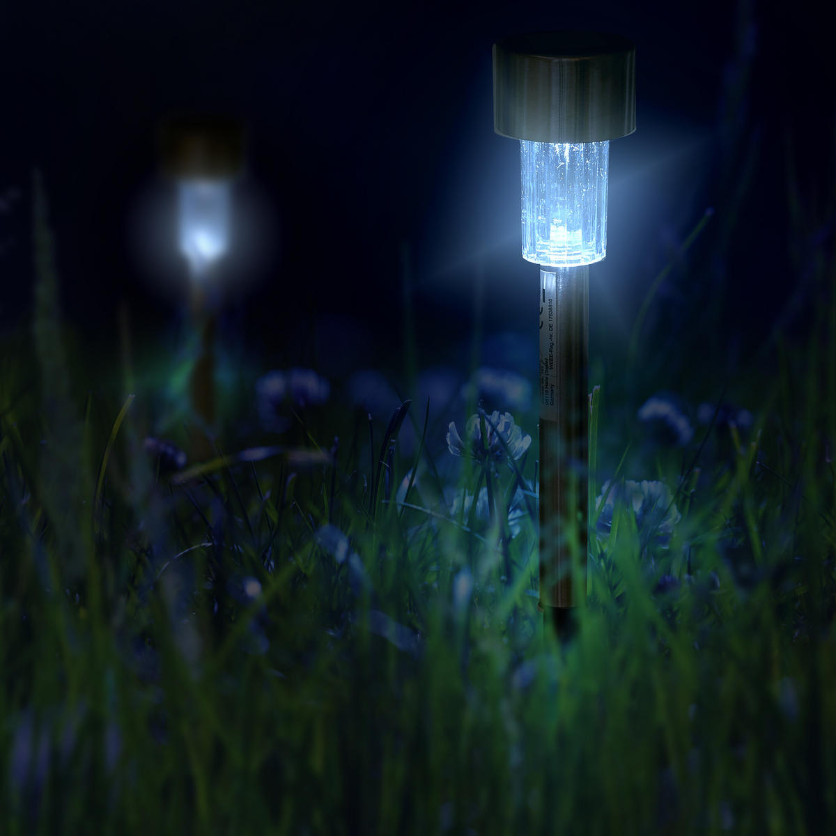 SOLARLAMPEN Set - Silberfarben, Kunststoff/Metall (4.5/4.5/31cm) - Relaxdays