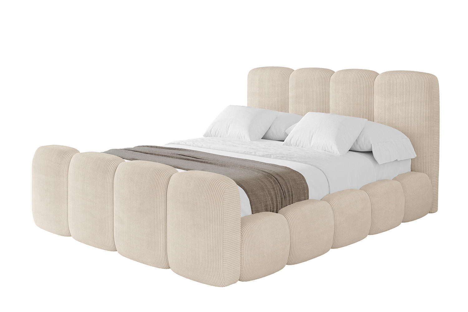 ALTDECOR ČALOUNĚNÁ POSTEL s úložným prostorem, zánožím a lamelovým roštem, americká postel bez matrace – KALA-Z 180x200 béžová