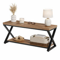 BANK Industrial mit 2 Ablageebenen 120 x 36 x 46 cm - Braun, Holzwerkstoff/Metall (120/46/36cm) - Quality Elegance