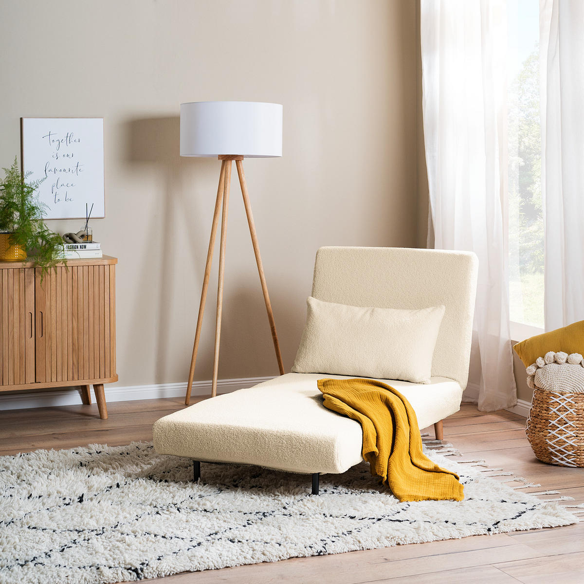 SCHLAFSESSEL - Textil / Teilmassivholz - Buchefarben/Weiß, Holz/Buchenholz (77/81/90cm) - home24